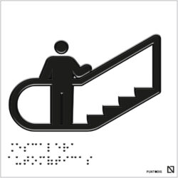 Placa escaleras automáticas braille y altorrelieve en aluminio