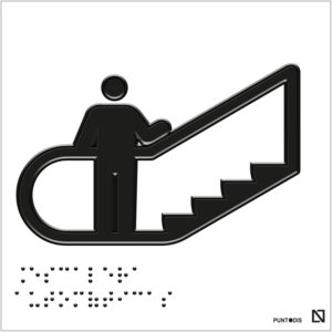 Placa escaleras automáticas braille y altorrelieve en aluminio