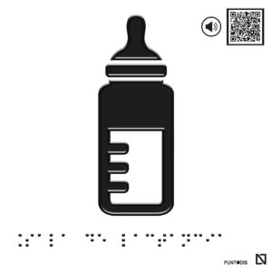 Placa sala de lactancia en braille y altorrelieve con QR, y en aluminio