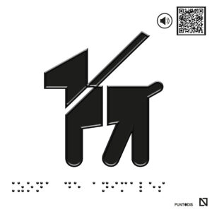 Placa zona de animales en braille y altorrelieve con QR, y en aluminio