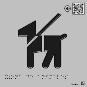 Placa Zona de animales con QR, braille y altorrelieve