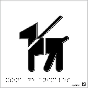 Placa zona de animales braille y altorrelieve en aluminio