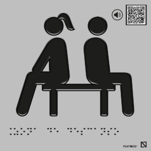 Placa Zona de descanso con QR, braille y altorrelieve