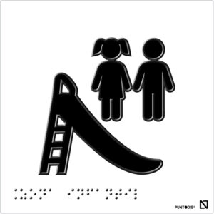 Placa zona infantil braille y altorrelieve en aluminio