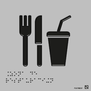 Placa Zona restauraciónbraille y altorrelieve