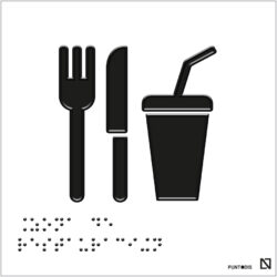 Placa zona de restauración braille y altorrelieve en aluminio