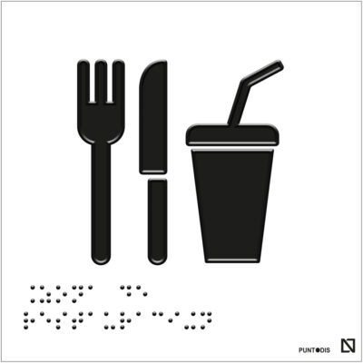 Placa zona de restauración braille y altorrelieve en aluminio