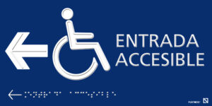 Placa entrada accesible braille