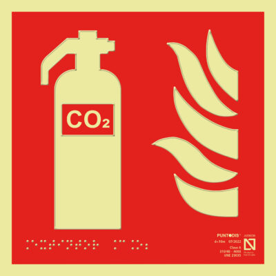 Placa fotoluminiscente Extintor CO2