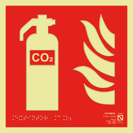 Placa fotoluminiscente Extintor CO2