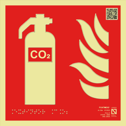 Placa fotoluminiscente extintor CO2
