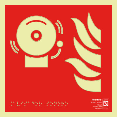 Placa fotoluminiscente Avisador sonoro, braille y altorrelieve