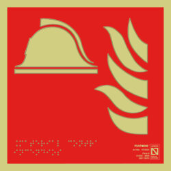 Placa fotoluminiscente Material contra incendios con QR, braille y altorrelieve