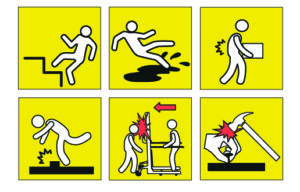 imagen con 6 pictogramas sobre riesgos laborales