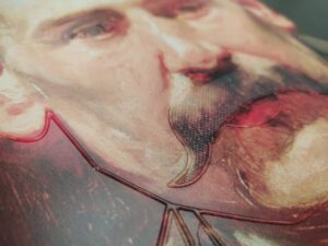 Detalle de la cara del cuadro de Sorolla con relieves