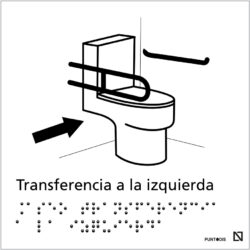 Imagen de la señal de Aseo con transferencia a la izquierda en color blanco.