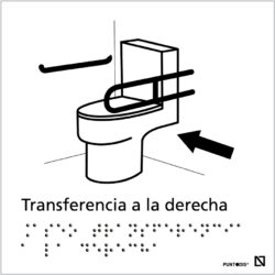 Imagen de la señal de Aseo con transferencia a la derecha en color blanco.