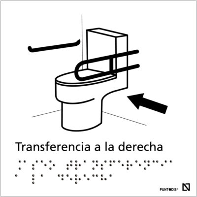 Imagen de la señal de Aseo con transferencia a la derecha en color blanco.
