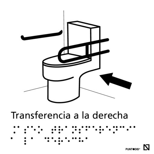 Imagen de la señal de Aseo con transferencia a la derecha en color blanco.
