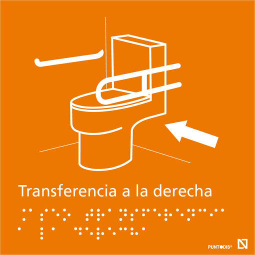 Imagen de la señal de Aseo con transferencia a la derecha en color naranja.