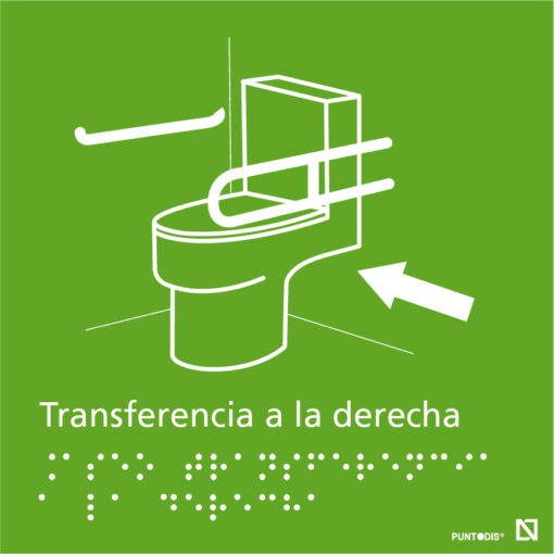 Imagen de la señal de Aseo con transferencia a la derecha en color verde.