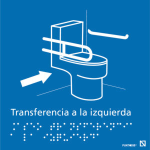Imagen de la señal de Aseo con transferencia a la izquierda en color azul.