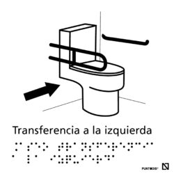 Imagen de la señal de Aseo con transferencia a la izquierda en color blanco.