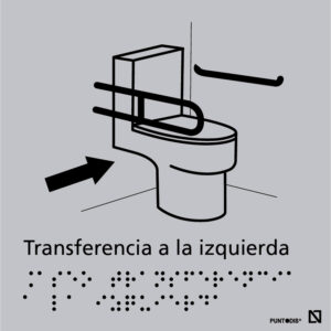 Imagen de la señal de Aseo con transferencia a la izquierda en color gris.