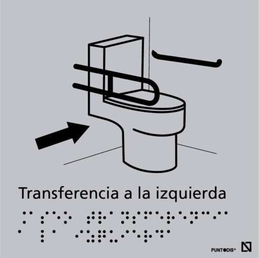 Imagen de la señal de Aseo con transferencia a la izquierda en color gris.