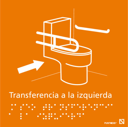 Imagen de la señal de Aseo con transferencia a la izquierda en color naranja.