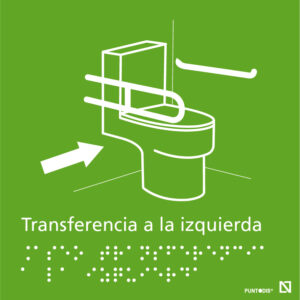Imagen de la señal de Aseo con transferencia a la izquierda en color verde.