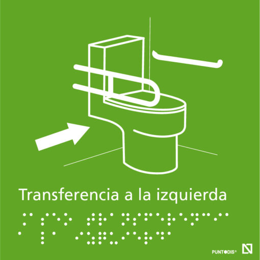 Imagen de la señal de Aseo con transferencia a la izquierda en color verde.
