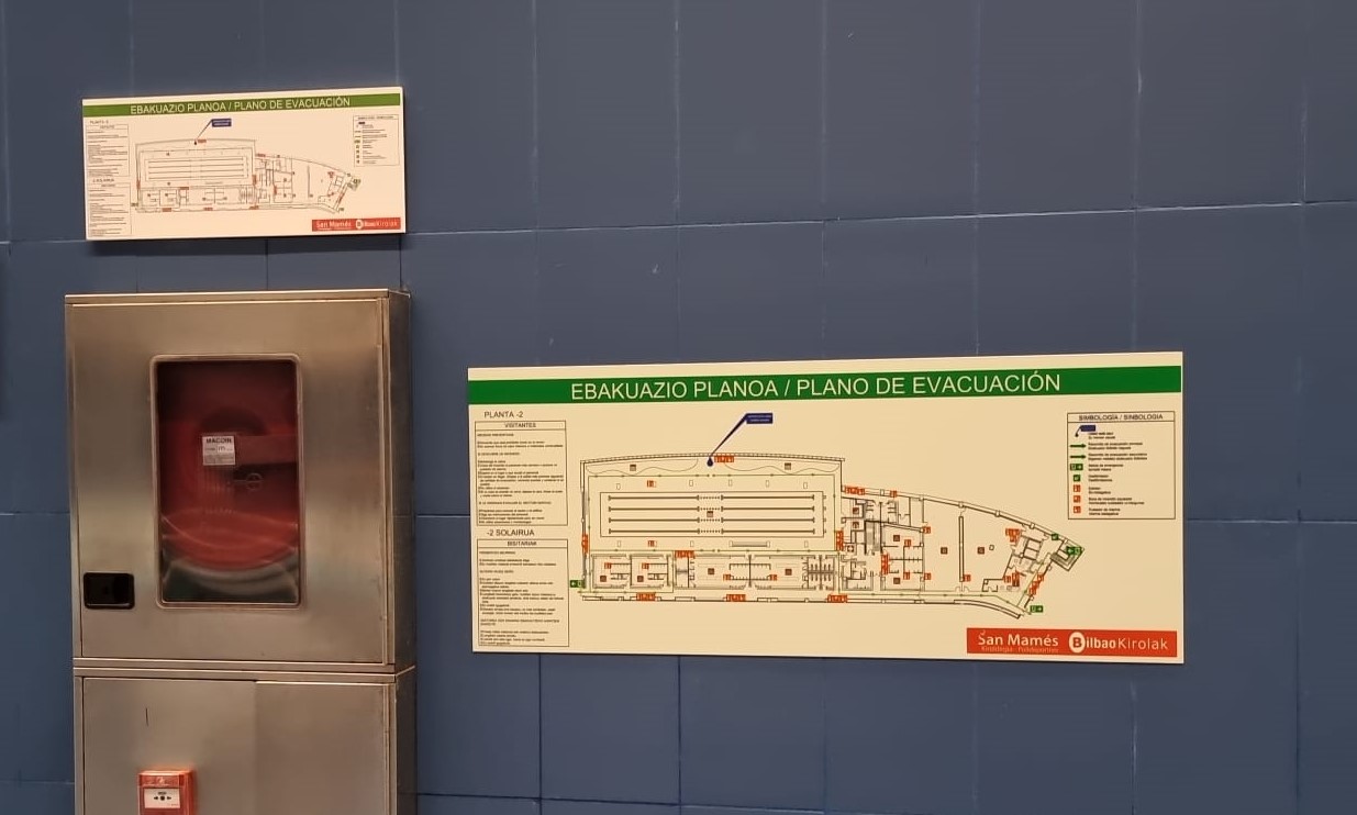 Plano de evacuación del polideportivo de San Mamés