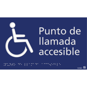 Placa Punto de llamada Accesible en braille y altorrelieve, en aluminio