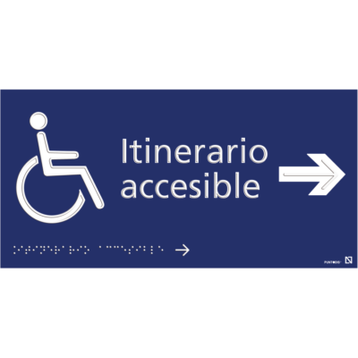 Placa Itinerario accesible derecha braille y altorrelieve