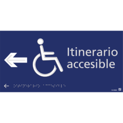 Placa Itinerario accesible a la izquierda braille y altorrelieve