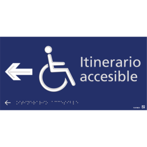 Placa Itinerario accesible a la izquierda braille y altorrelieve