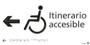 Placa Itinerario accesible a la izquierda braille y altorrelieve
