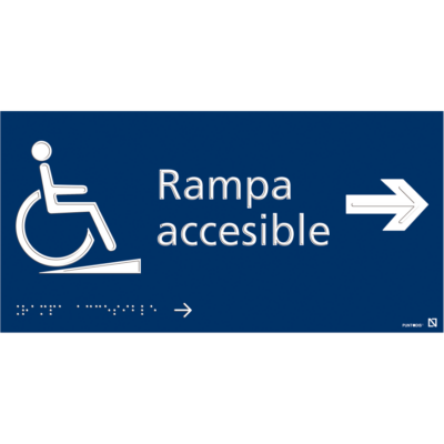 Placa Rampa Accesible derecha braille y altorrelieve