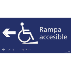Placa Rampa accesible izquierda braille y altorrelieve