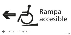 Placa Rampa accesible izquierda braille y altorrelieve