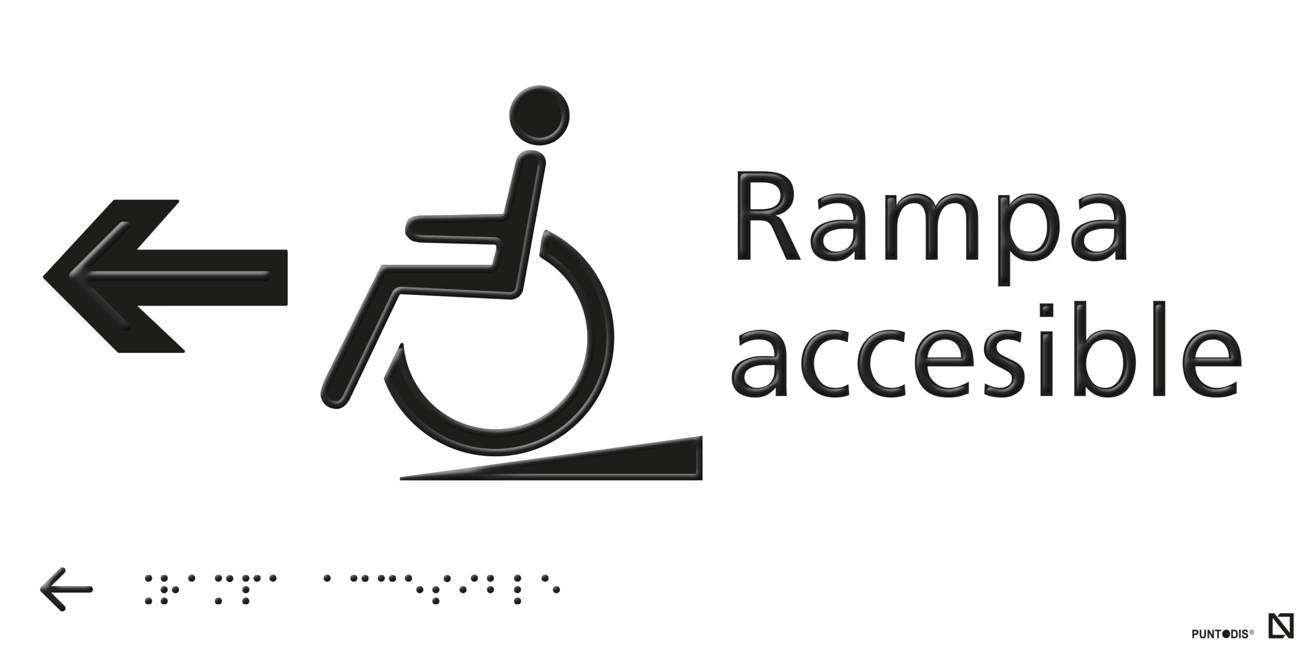 Placa Rampa accesible izquierda braille y altorrelieve