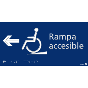 Placa Rampa accesible izquierda braille y altorrelieve