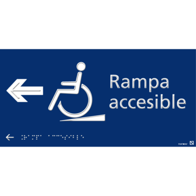 Placa Rampa accesible izquierda braille y altorrelieve