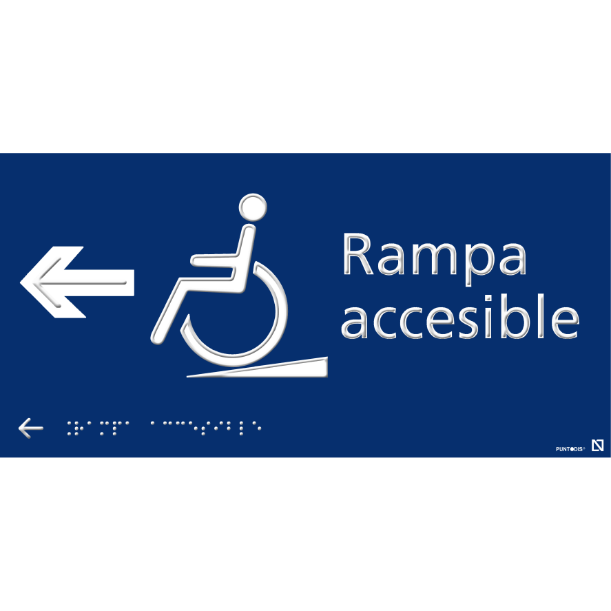 Placa Rampa accesible izquierda braille y altorrelieve