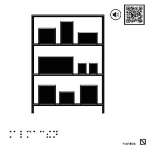 Placa Almacén en braille y altorrelieve con QR, y en aluminio