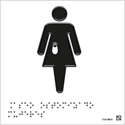 Placa aseo ostomizado mujer con fondo blanco