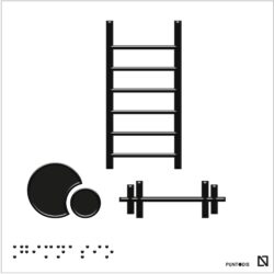 Placa Gimnasio en braille y altorrelieve, en aluminio
