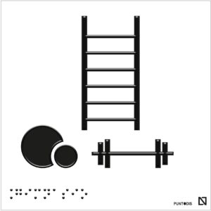 Placa Gimnasio en braille y altorrelieve, en aluminio