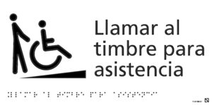 Placa Llamar al timbre para asistencia braille y altorrelieve